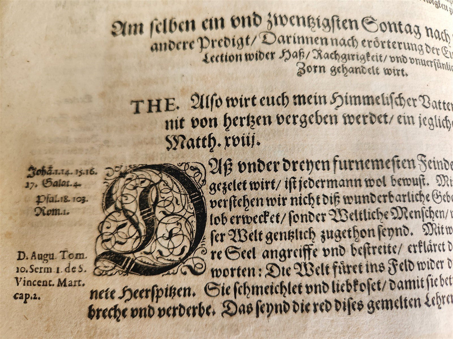 1588 SERMONS by LUIS de GRANADA ILLUSTRATED antique PIGSKIN BOUND FOLIO