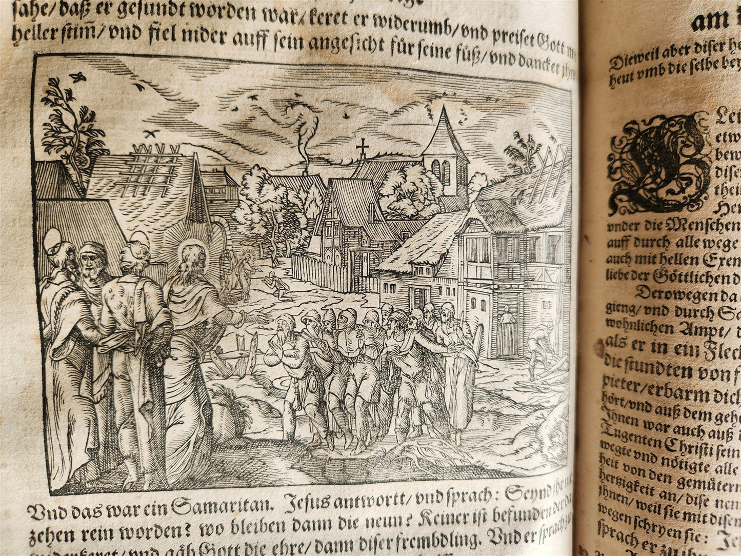1588 SERMONS by LUIS de GRANADA ILLUSTRATED antique PIGSKIN BOUND FOLIO