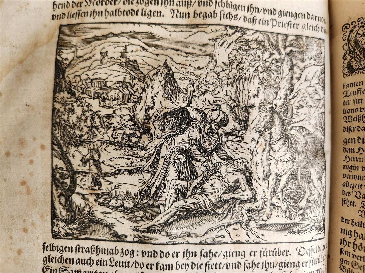 1588 SERMONS by LUIS de GRANADA ILLUSTRATED antique PIGSKIN BOUND FOLIO