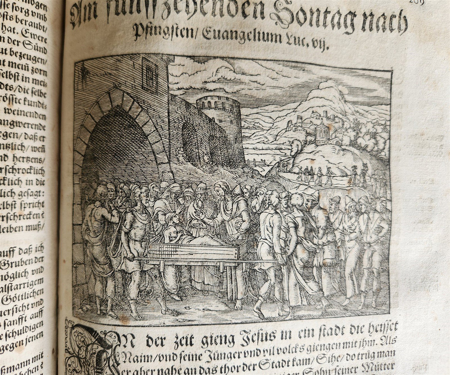 1588 SERMONS by LUIS de GRANADA ILLUSTRATED antique PIGSKIN BOUND FOLIO