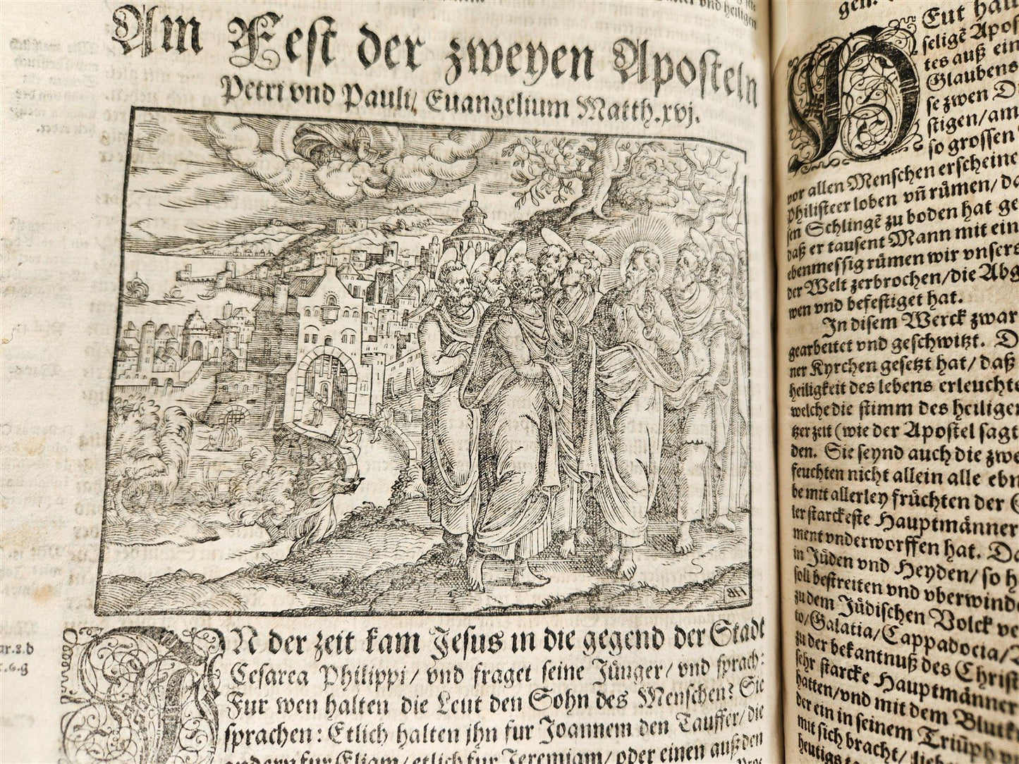 1588 SERMONS by LUIS de GRANADA ILLUSTRATED antique PIGSKIN BOUND FOLIO
