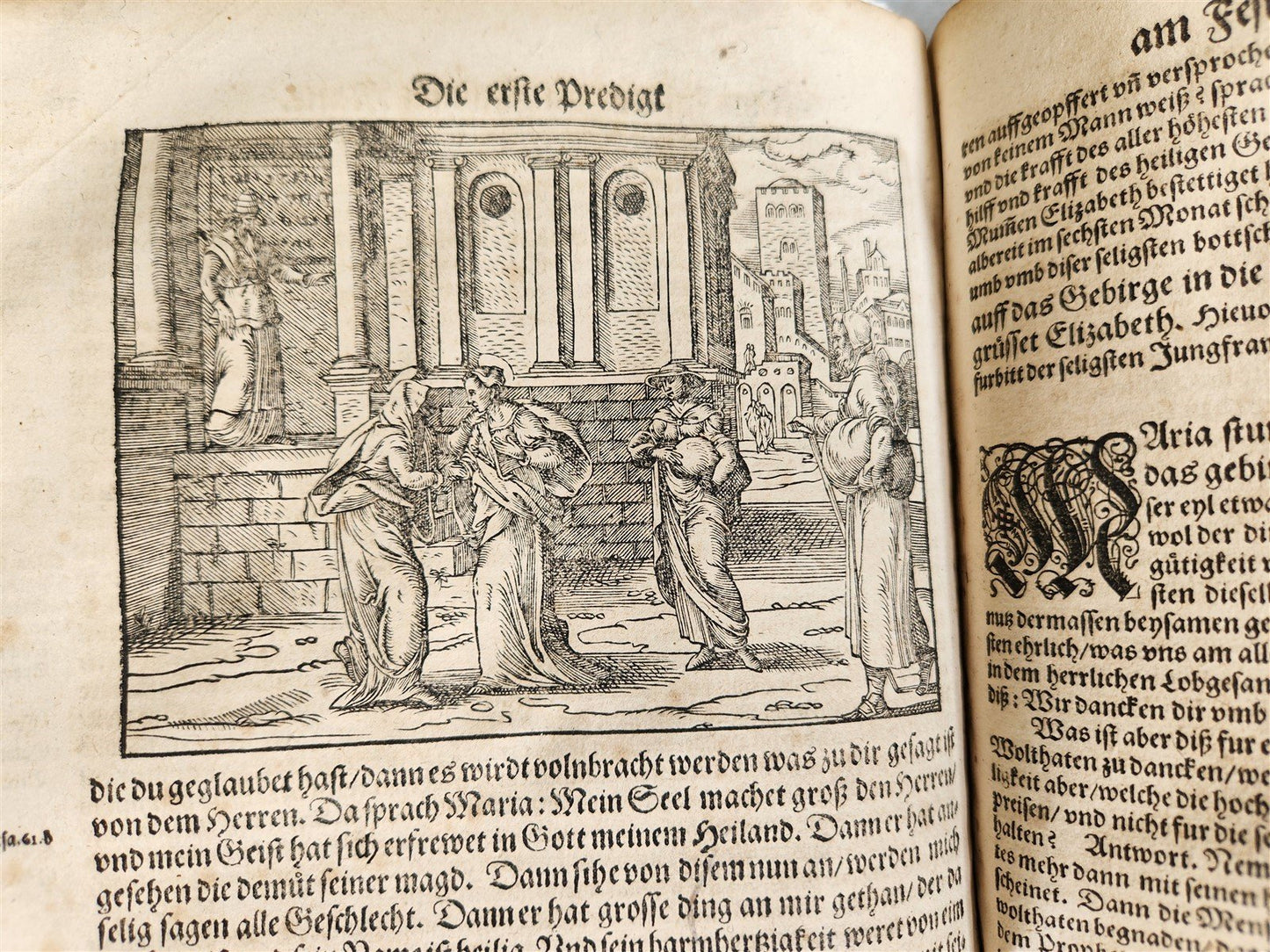 1588 SERMONS by LUIS de GRANADA ILLUSTRATED antique PIGSKIN BOUND FOLIO