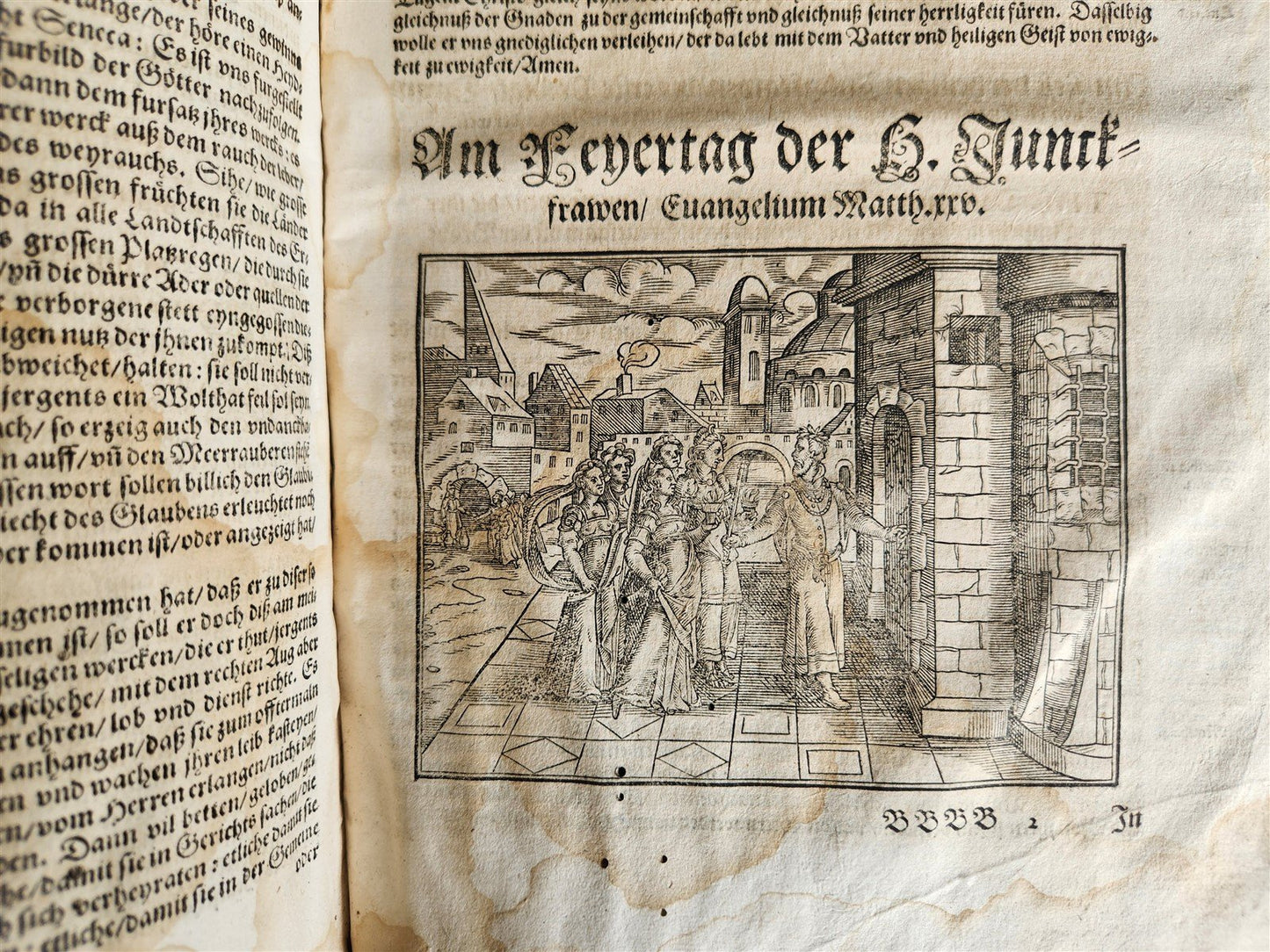 1588 SERMONS by LUIS de GRANADA ILLUSTRATED antique PIGSKIN BOUND FOLIO
