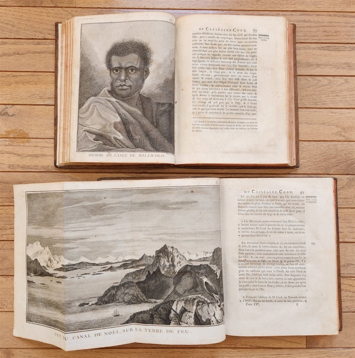 1778 CAPTAIN COOK SECOND VOYAGE 5 VOLUMES antique ILLUSTRATED w/66 PLATES French
