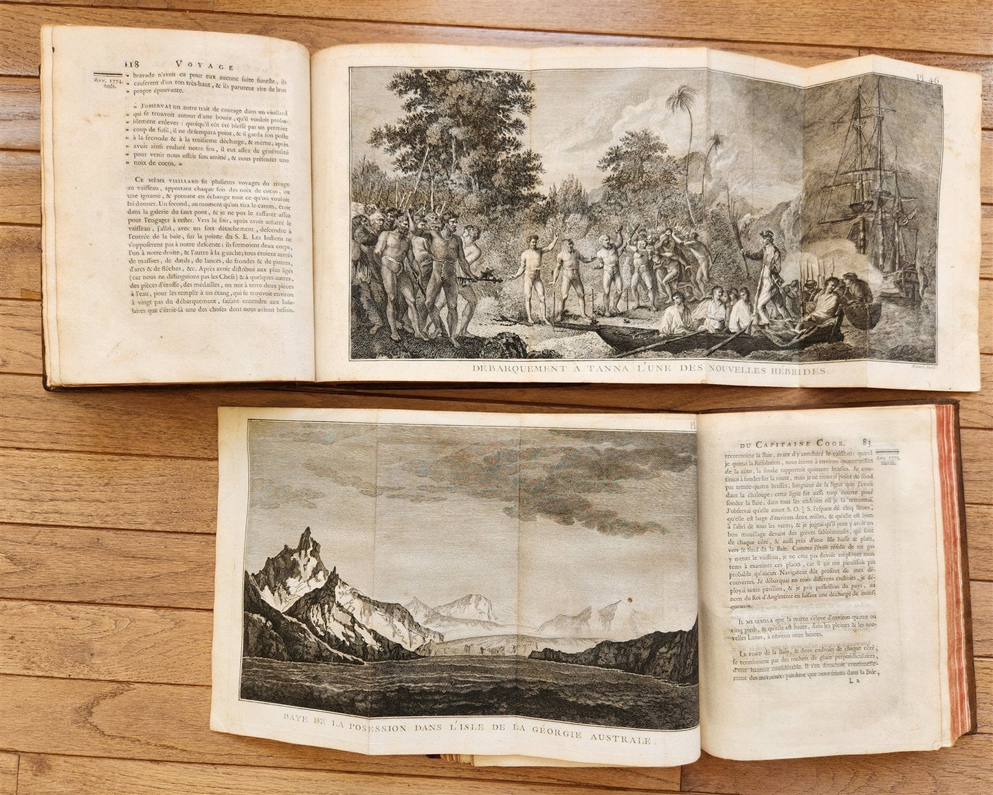 1778 CAPTAIN COOK SECOND VOYAGE 5 VOLUMES antique ILLUSTRATED w/66 PLATES French