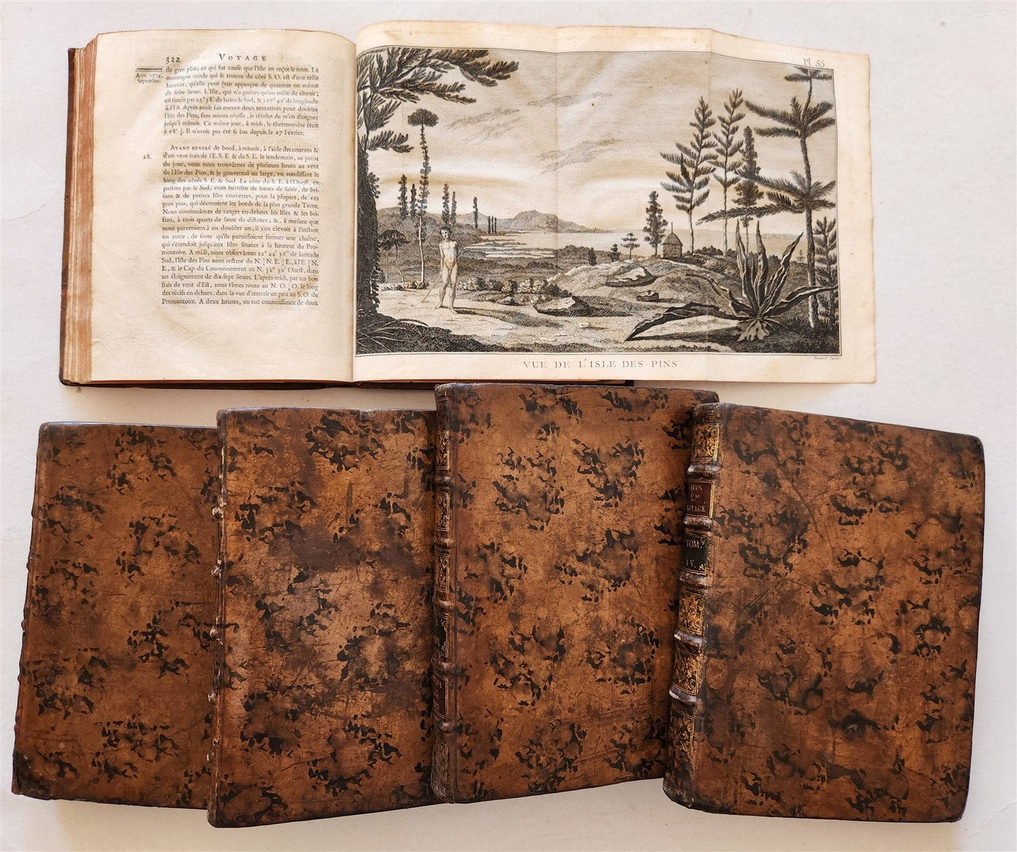 1778 CAPTAIN COOK SECOND VOYAGE 5 VOLUMES antique ILLUSTRATED w/66 PLATES French