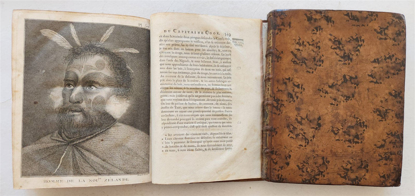 1778 CAPTAIN COOK SECOND VOYAGE 5 VOLUMES antique ILLUSTRATED w/66 PLATES French