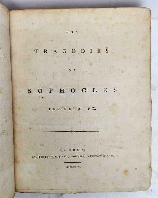 1788 TRAGEDIES of SOPHOCLES antique in ENGLISH