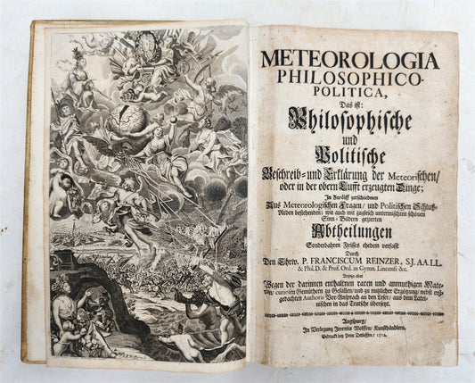 1712 METEOROLOGIA illustrated w/ 83 ENGRAVINGS antique in GERMAN VELLUM FOLIO