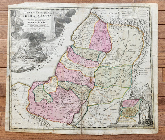 1710 PALESTINE antique MAP by J. HOMANN rare Judaea seu Palaestina