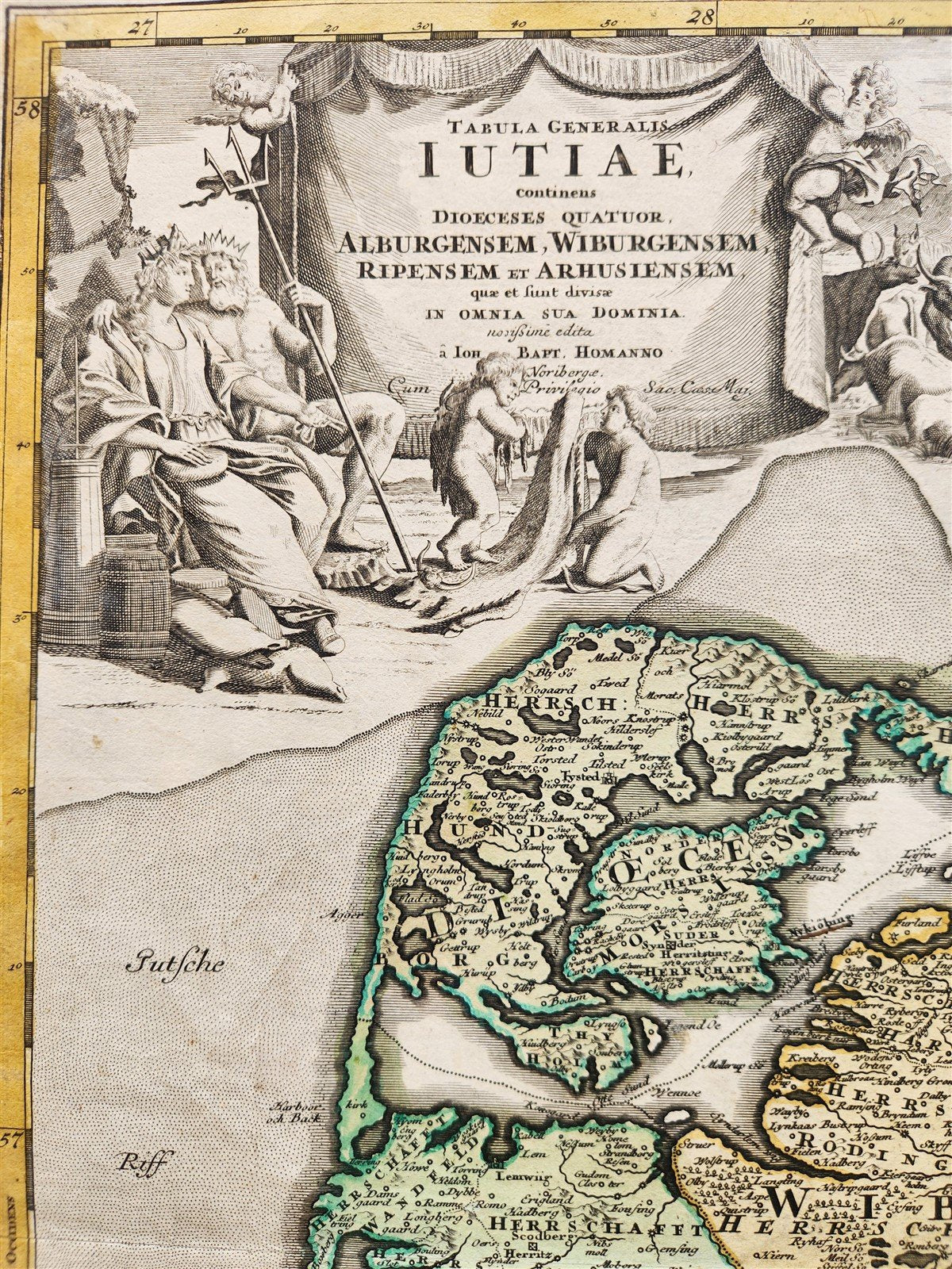 1710 DENMARK antique MAP IUTIAE Tabula Generalis by JOHANN HOMANN
