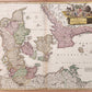 1730 DENMARK antique MAP REGNI DANIAE by JOHANN HOMANN AUTHENTIC