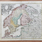 1750 antique MAP SCANDINAVIA SWEDEN DENMARK NORWAY LATVIA FINLAND JOHANN HOMANN
