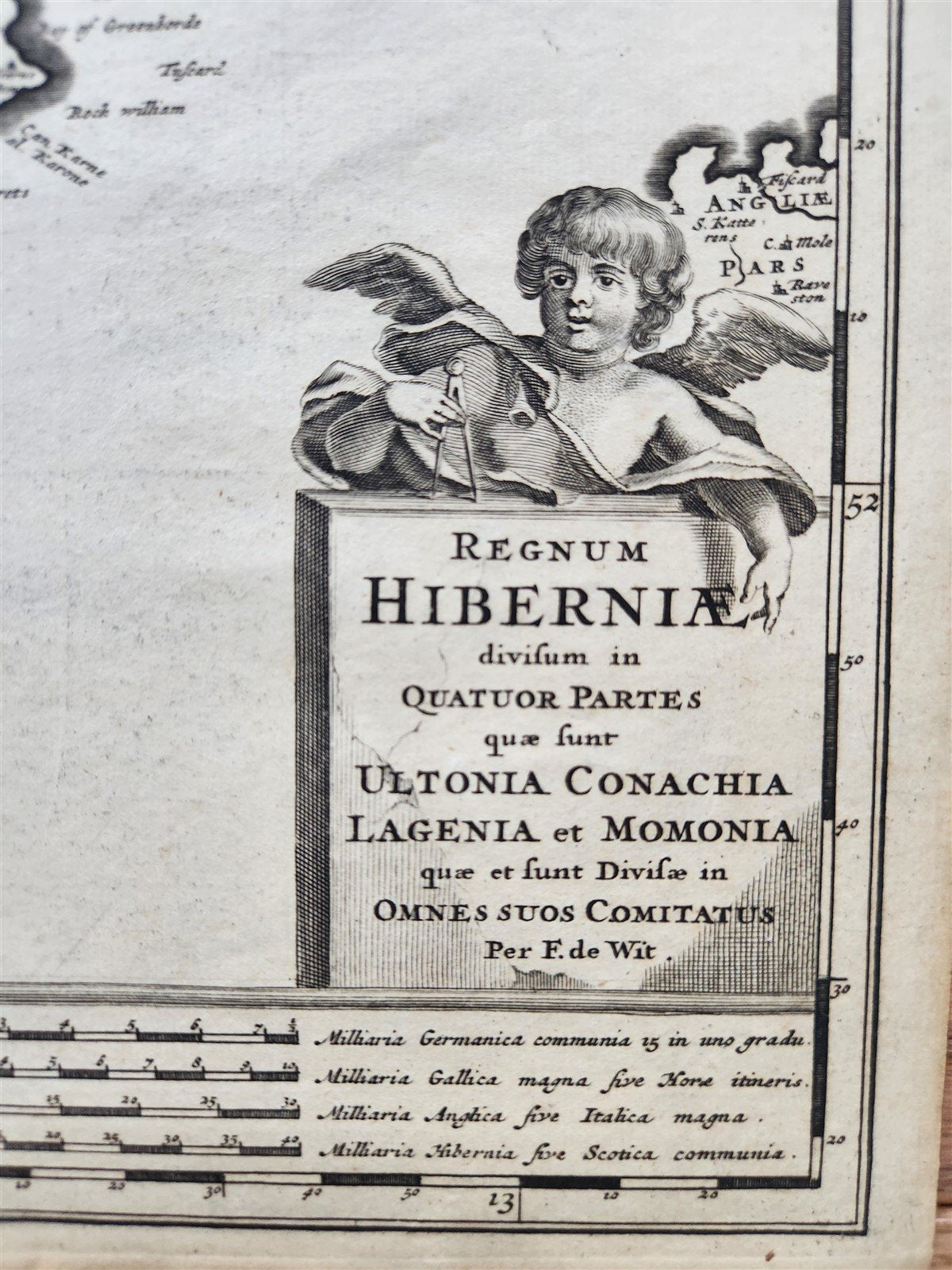 1682 antique MAP of IRELAND FREDERICK DE WIT antique AUTHENTIC REGNUM HIBERNIA