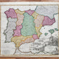 1730 SPAIN & PORTUGAL antique MAP REGNORUM HISPANIAE et PORTUGALLIAE by HOMANN