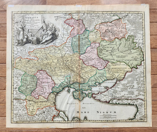 1720 UKRAINE antique MAP Ukrania Terra Cosaccorum Walachiae Moldoviae J. HOMANN