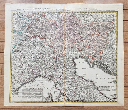 1720 NORTHERN ITALY antique MAP by JOHANN HOMANN AUTHENTIC