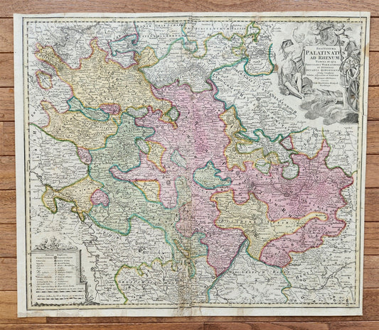 1720s GERMANY antique MAP PALATINATUS ad RHENUM by JOHANN HOMANN AUTHENTIC