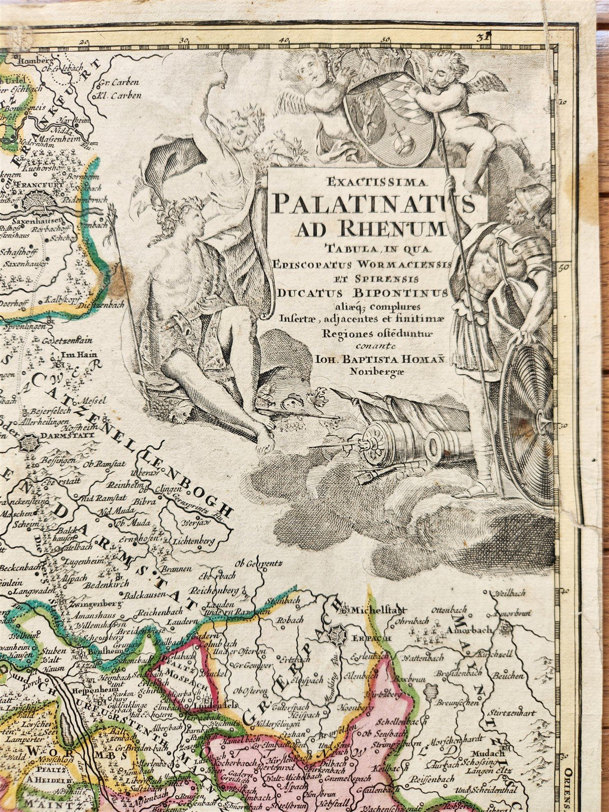 1720s GERMANY antique MAP PALATINATUS ad RHENUM by JOHANN HOMANN AUTHENTIC