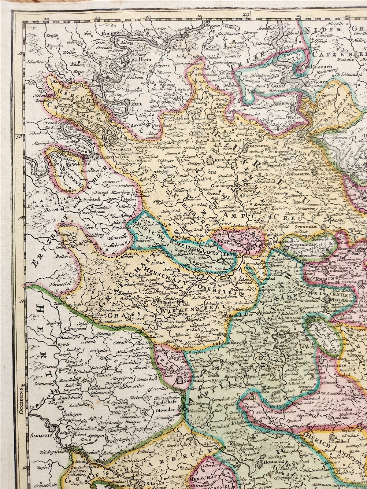 1720s GERMANY antique MAP PALATINATUS ad RHENUM by JOHANN HOMANN AUTHENTIC