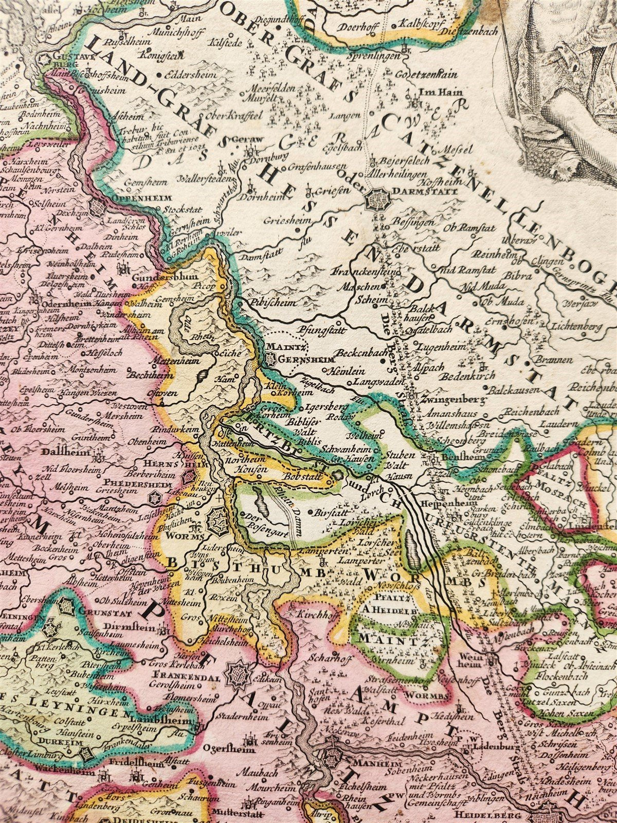 1720s GERMANY antique MAP PALATINATUS ad RHENUM by JOHANN HOMANN AUTHENTIC