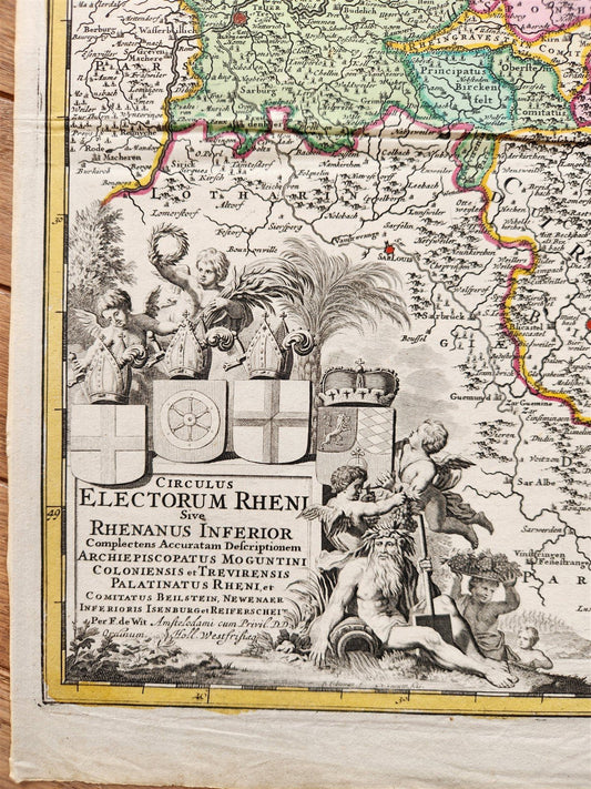 1720s GERMANY antique MAP Circulus Electorum Rheni Sive Rhenanus Inferior HOMANN