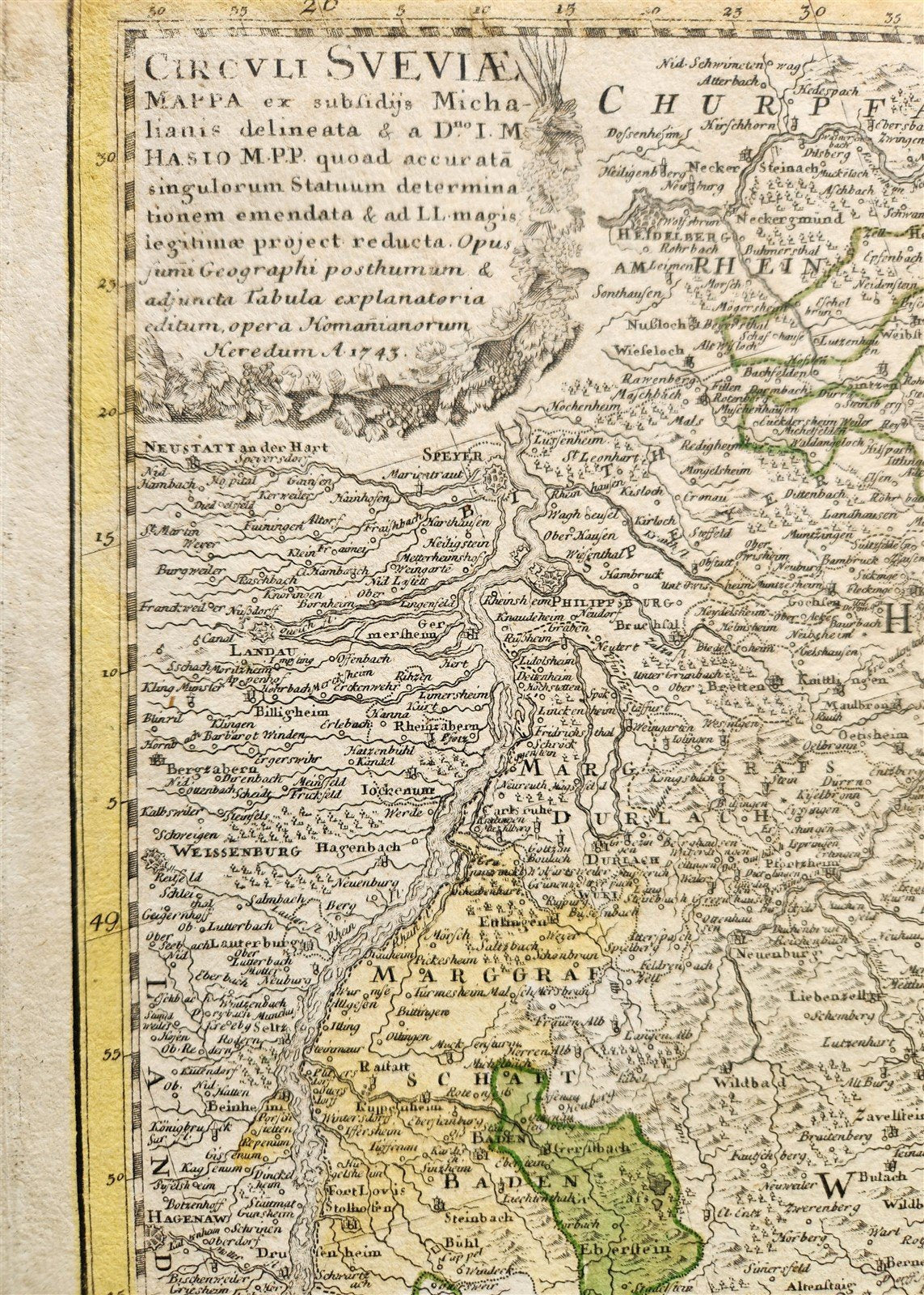1720s GERMANY SWABIA antique MAP CIRCULI SVEVIAE by JOHANN HOMANN AUTHENTIC