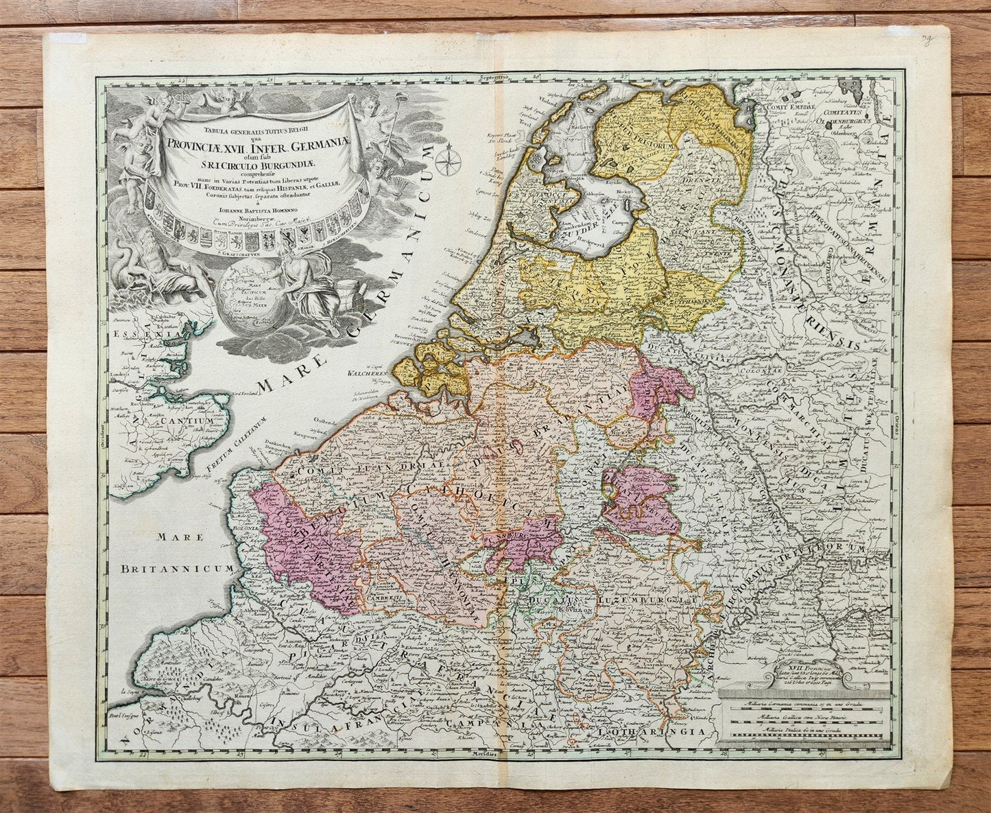 1720s LOWER GERMANY antique MAP PROVINCIAE XVII INFER. GERMANY by JOHANN HOMANN