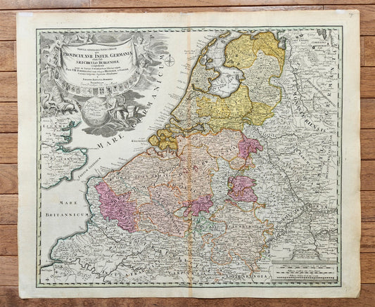 1720s LOWER GERMANY antique MAP PROVINCIAE XVII INFER. GERMANY by JOHANN HOMANN