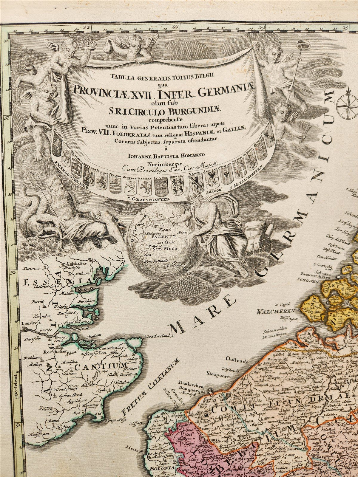 1720s LOWER GERMANY antique MAP PROVINCIAE XVII INFER. GERMANY by JOHANN HOMANN