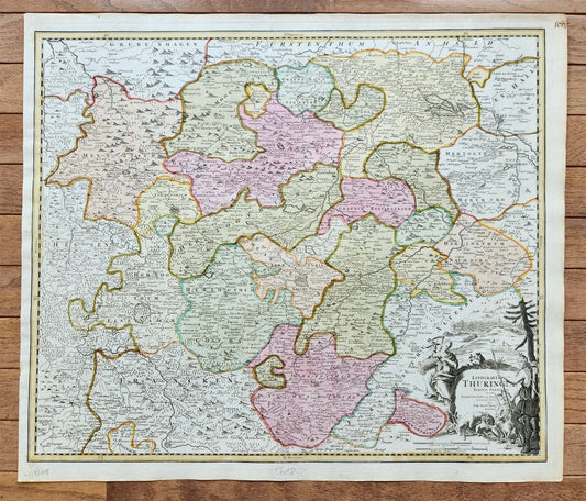 1720s THURINGIA GERMANY antique MAP by JOHANN HOMANN