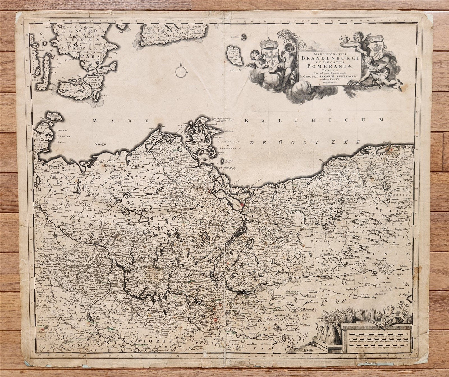 1688 GERMANY antique MAP Brandenburg and Pomerania by F. de WIT