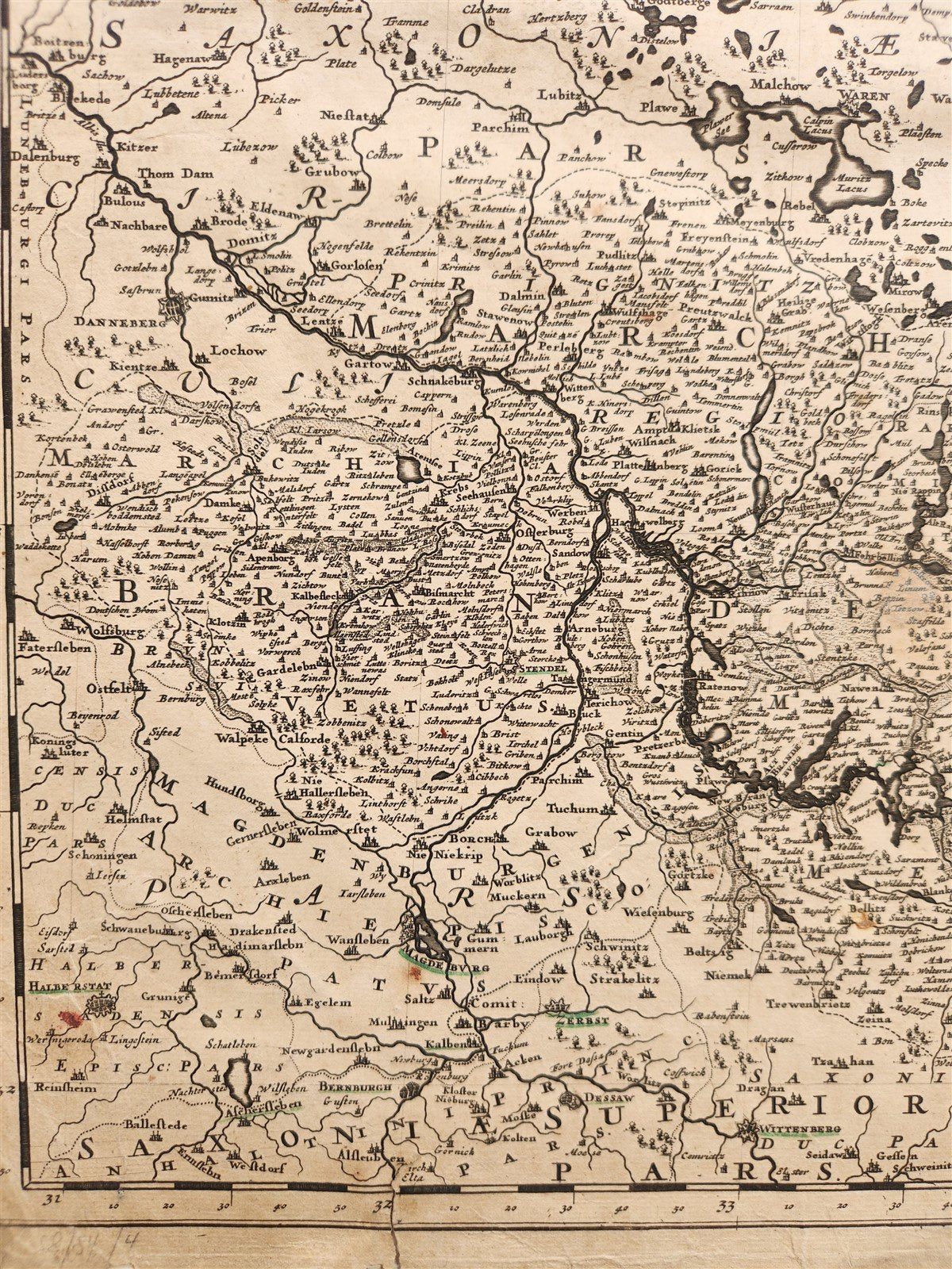 1688 GERMANY antique MAP Brandenburg and Pomerania by F. de WIT