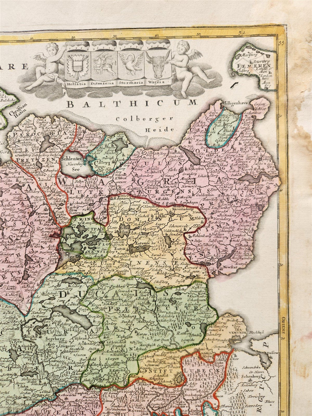 1730 HOLSTEIN GERMANY antique MAP TABULA GENERALIS HOLSATIAE by JOHANN HOMANN