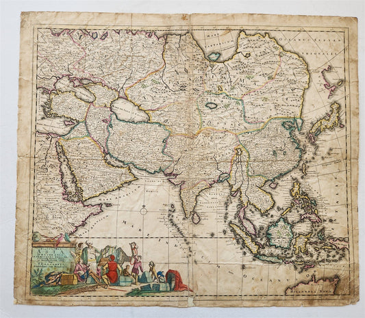 1685 MAP of ASIA antiqueAUTHENTIC Tartaria Magna Mogoli Imperium RARE