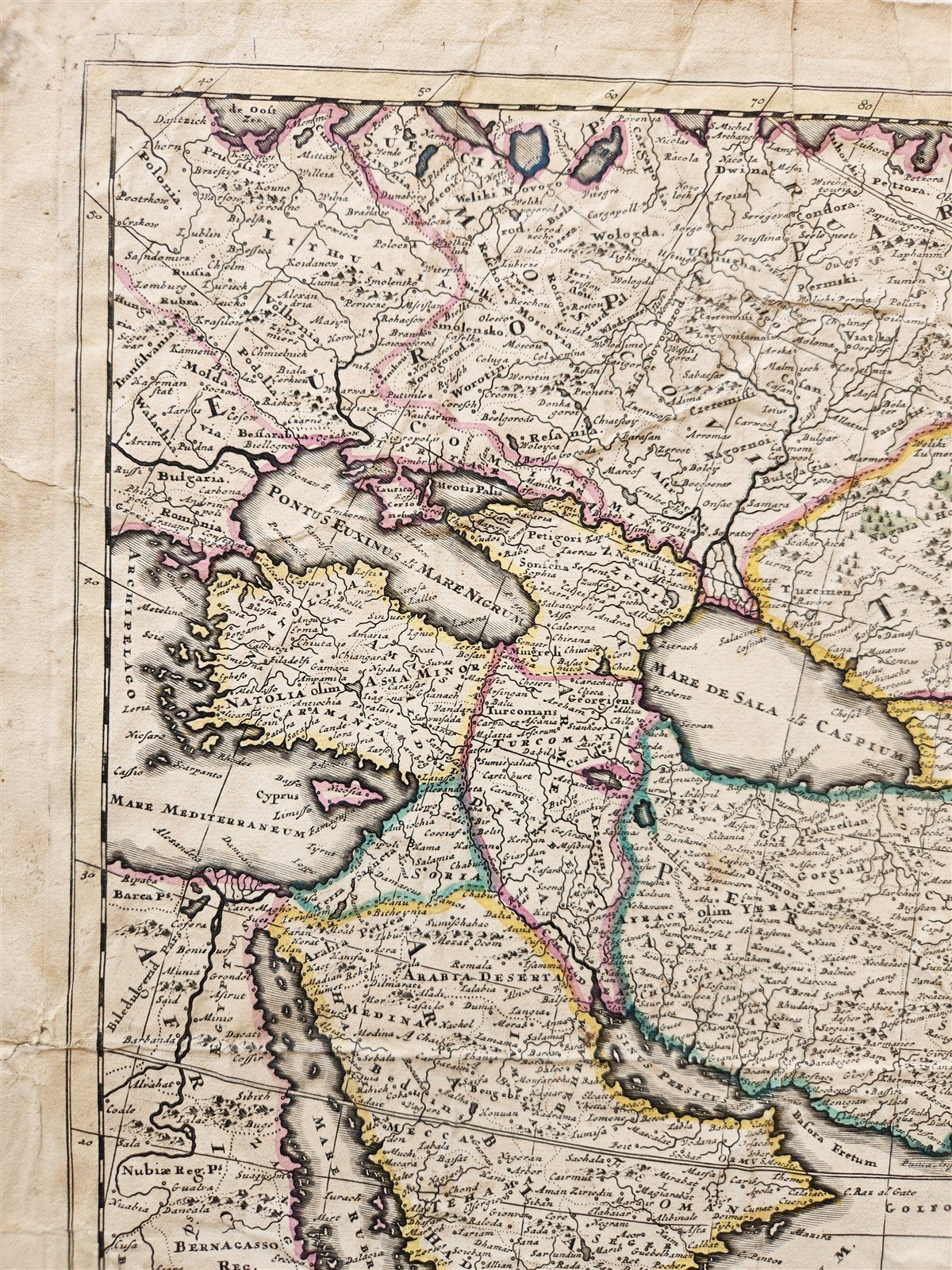 1685 MAP of ASIA antiqueAUTHENTIC Tartaria Magna Mogoli Imperium RARE