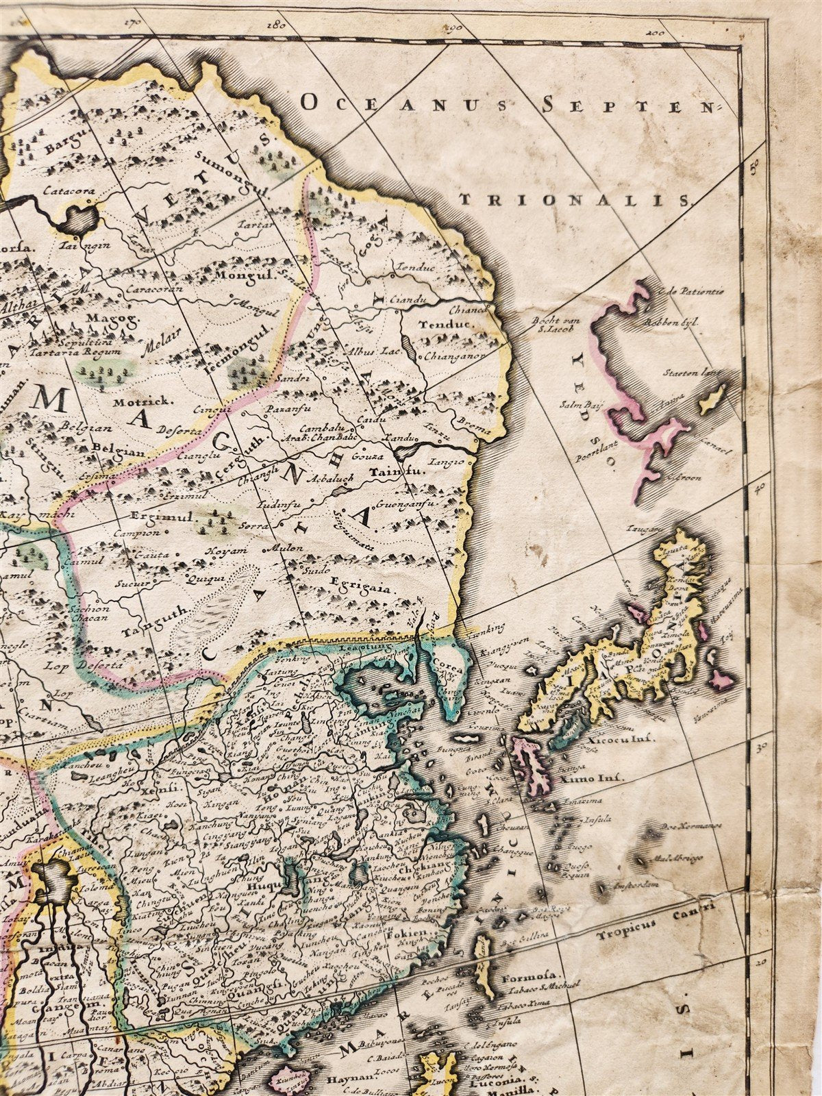 1685 MAP of ASIA antiqueAUTHENTIC Tartaria Magna Mogoli Imperium RARE