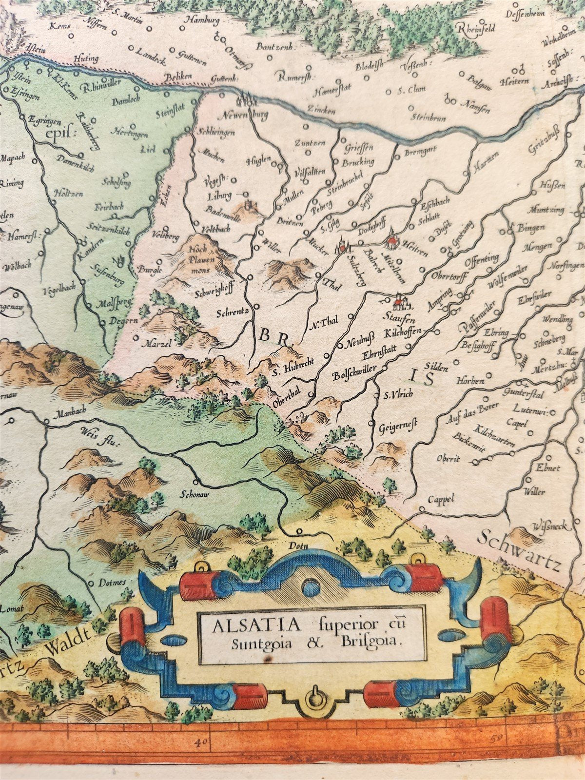 1623 ALSACE FRANCE antique MAP Gerhard Mercator - Hendricus Hondius