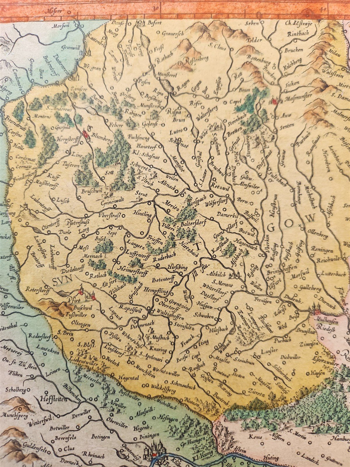 1623 ALSACE FRANCE antique MAP Gerhard Mercator - Hendricus Hondius