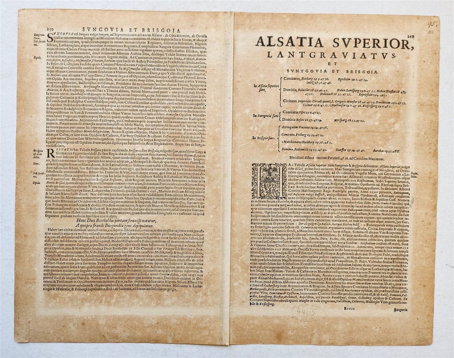 1623 ALSACE FRANCE antique MAP Gerhard Mercator - Hendricus Hondius