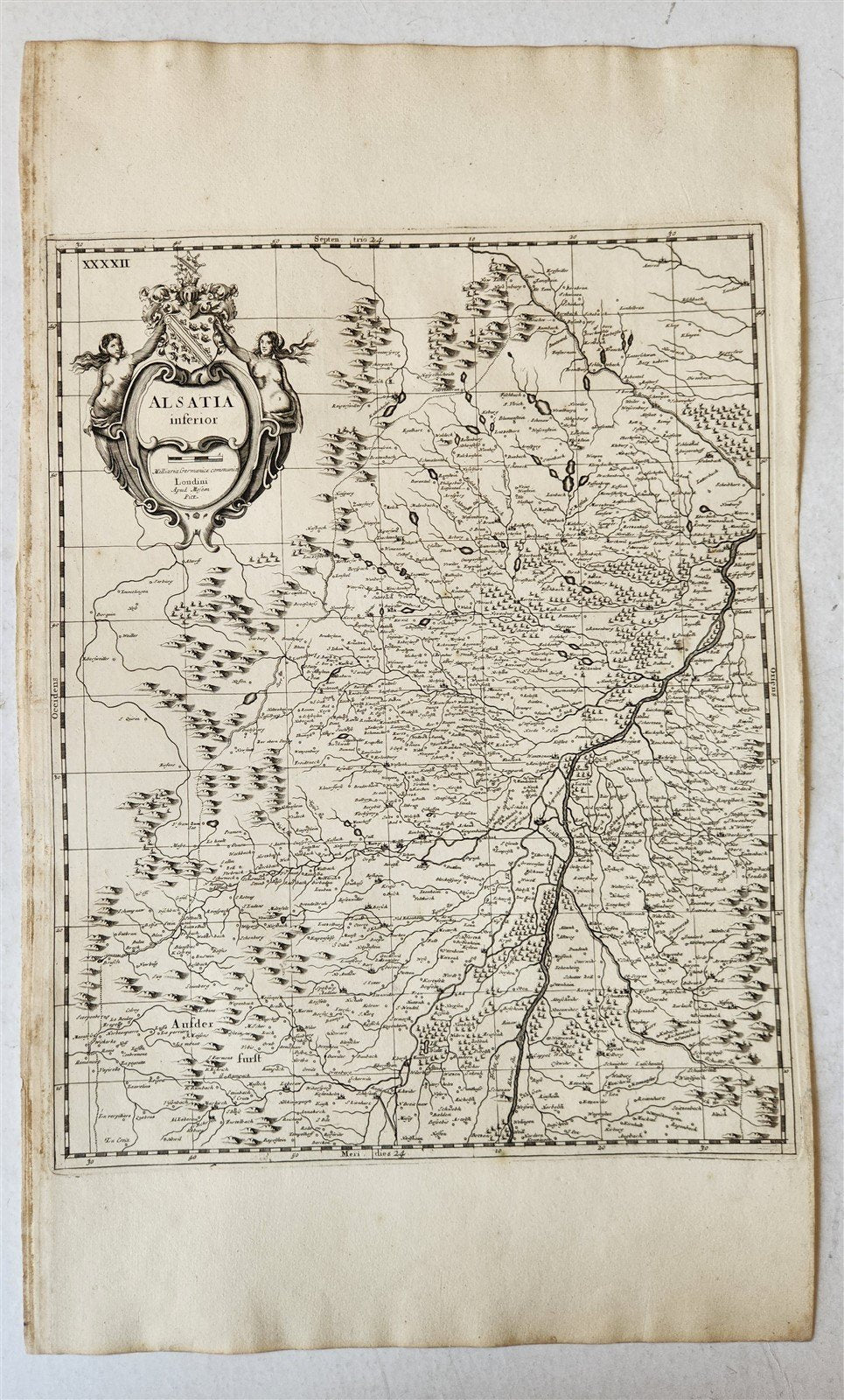 1680s ALSACE FRANCE antique MAP ALSATIA INFERIOR by Moses Pitt