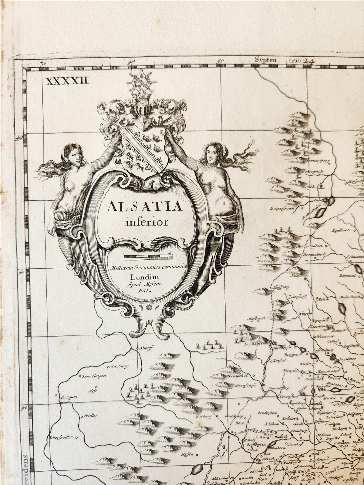 1680s ALSACE FRANCE antique MAP ALSATIA INFERIOR by Moses Pitt