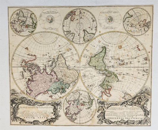 1746 WORLD MAP antique PLANIGLOBII TERRESTRIS MAPPE MONDE by HEIRS of HOMANN