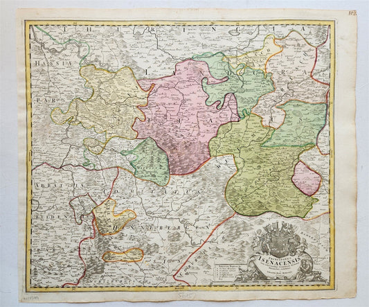 1730s PRINCIPATUS ISENACENSIS GERMANY antique MAP by JOHANN HOMANN