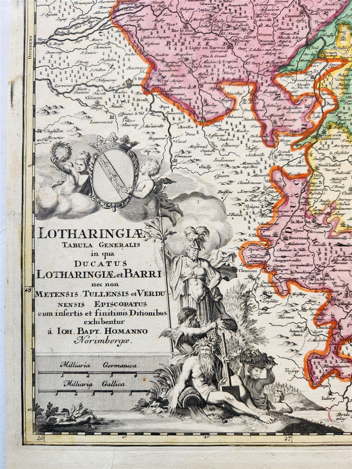 1720s LOTHARINGIAE FRANCE antique MAP by J. HOMANN Lorraine Bar Metz Toul Verdun