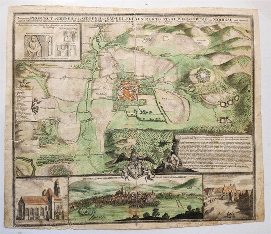 1725 GERMANY antique MAP Weissenburg am Nordgau by JOHANN HOMANN