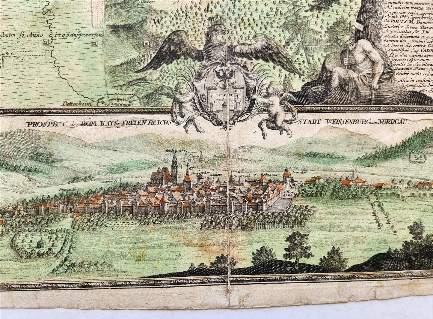 1725 GERMANY antique MAP Weissenburg am Nordgau by JOHANN HOMANN