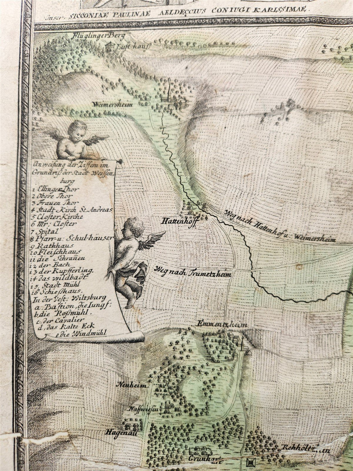 1725 GERMANY antique MAP Weissenburg am Nordgau by JOHANN HOMANN