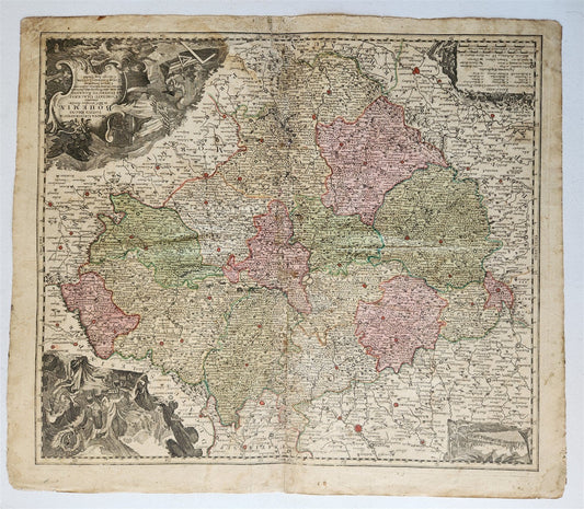 1758 BOHEMIA CZECH REPUBLIC antique MAP by Tobiae Conrad Lotter