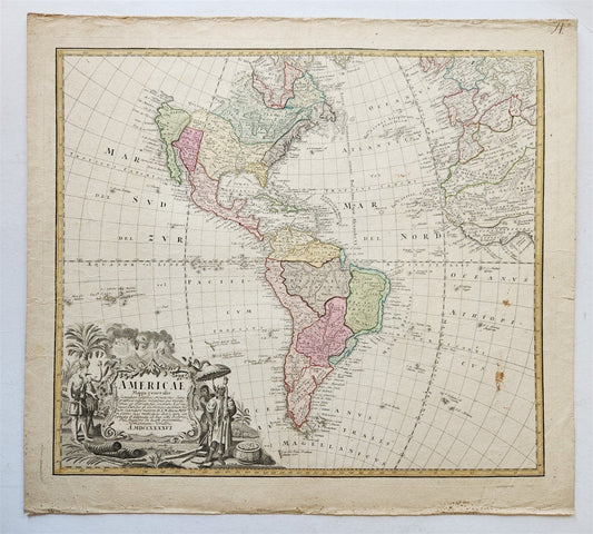 1746 AMERICA antique MAP by JOHANN HOMANN rare